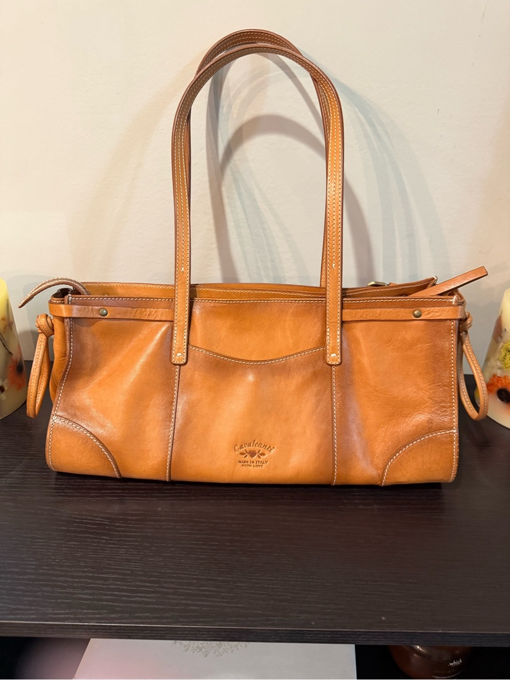 Cavalcanti Italian Caramel Leather Shoulder Tote